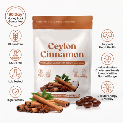 Casith Ceylon Cinnamon 7,200mg Equivalent MCT Oil Softgels