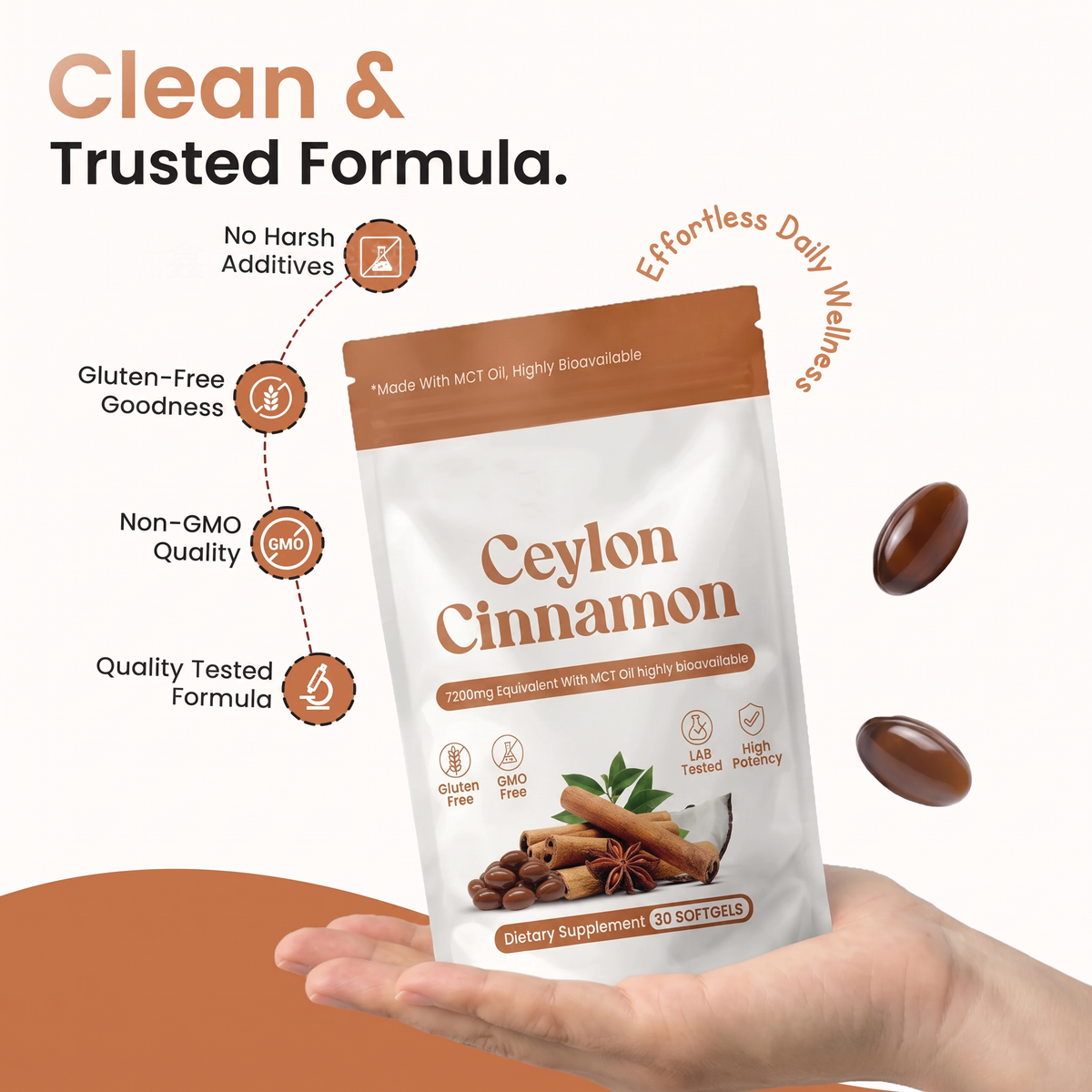 Casith Ceylon Cinnamon 7,200mg Equivalent MCT Oil Softgels